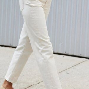 AYR The Frenchie off white stretch organic cotton denim cropped jeans size 30